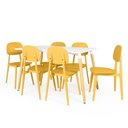 Ver imagem 1 de Conjunto Mesa de Jantar Retangular Eiffel Branca 120x80cm com 6 Cadeiras Itália - Amarelo