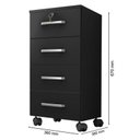 Ver imagem 3 de Kit 4 Gaveteiros para Escritório Gávea com Chave e 4 Livreiros Office Portas Pequenas Preto Fosco – 