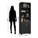 Ver imagem 6 de Kit 4 Gaveteiros para Escritório Gávea com Chave e 4 Livreiros Office Portas Pequenas Preto Fosco – 