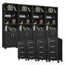 Kit 4 Gaveteiros para Escritório Gávea com Chave e 4 Livreiros Office Portas Pequenas Preto Fosco –  - 1
