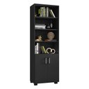 Ver imagem 5 de Kit 4 Gaveteiros para Escritório Gávea com Chave e 4 Livreiros Office Portas Pequenas Preto Fosco – 