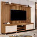 Ver imagem 2 de Home Theater Duas Portas com Dobradiças Metálicas Uma Prateleira Ripado Orion - Giga Móveis:freijo/o