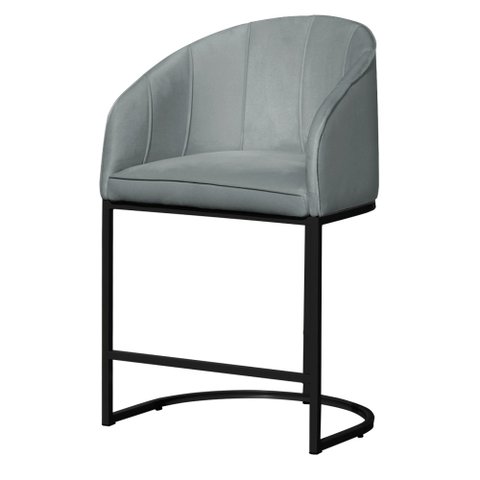 Poltrona Banqueta Decorativa Luxo Mia Base Metal Preta Veludo - Estopar Poltrona Mia Veludo Prata