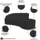 Ver imagem 3 de Sofá Living 3 Lugares 230cm Braço Esquerdo Mozart D06 Sintético Preto - Mpozenato