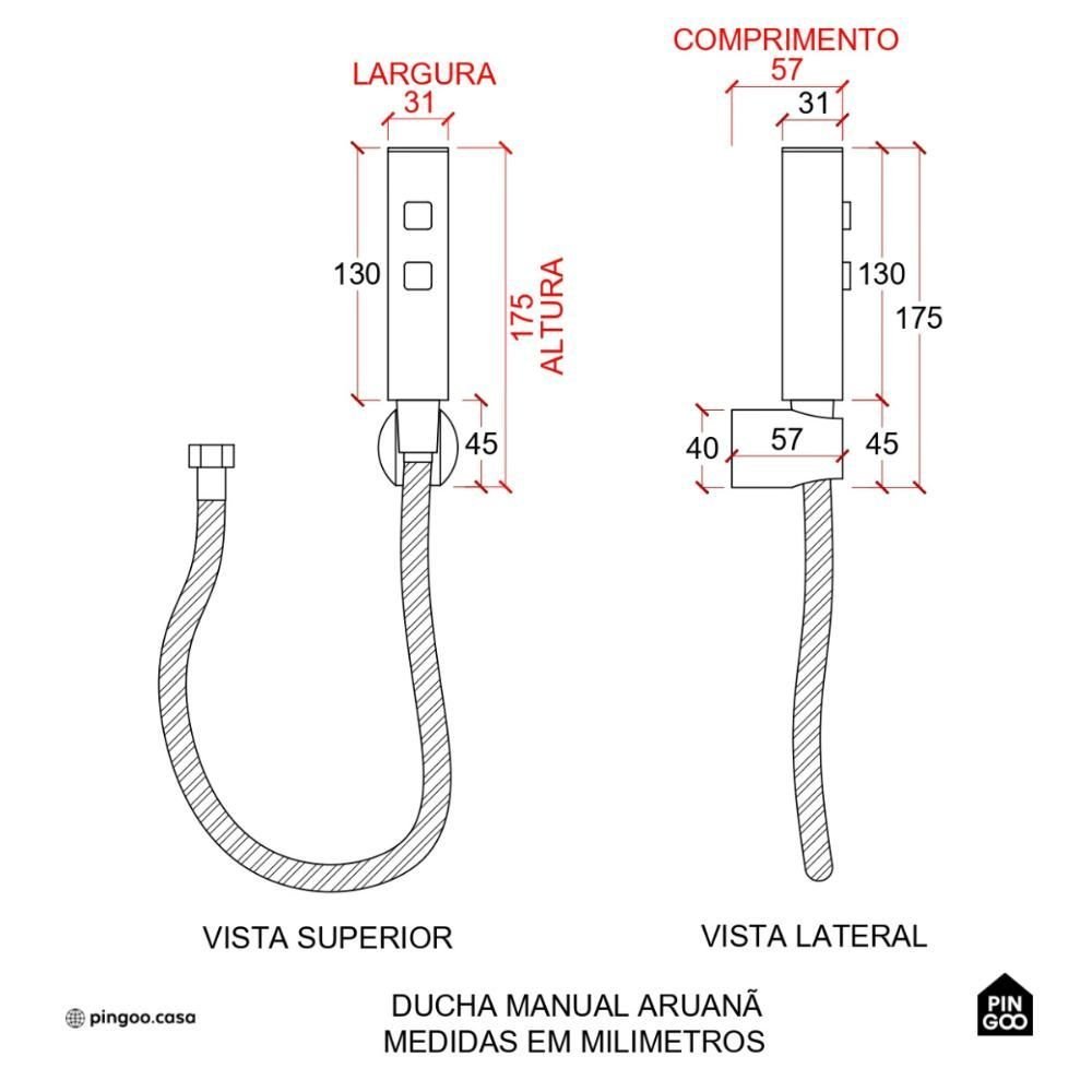 Kit Chuveiro Autolimpante Redondo de Parede Longo Mauá com Desviador Mundaú e Ducha Manual Aruan - 10