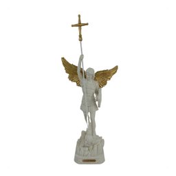 Arcanjo Miguel Guerreiro, com Escudo Branco, em Resina 30cm - 2