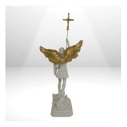 Arcanjo Miguel Guerreiro, com Escudo Branco, em Resina 30cm - 5