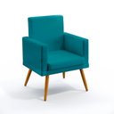 Ver imagem 2 de Kit 2 Poltronas Vega Rodapé e Puff Quasar Suede Azul Turquesa Aradecor