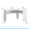 Mesa Escrivaninha em L Pequena com 1 Gaveta 135 x 120 Cm MDP Branco 0703 - MENU - 2