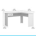 Ver imagem 2 de Mesa Escrivaninha em L Pequena com 1 Gaveta 135 x 120 Cm MDP Branco 0703 - MENU