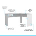 Ver imagem 3 de Mesa Escrivaninha em L Pequena com 1 Gaveta 135 x 120 Cm MDP Branco 0703 - MENU