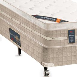 Cama Box + Colchão Solteiro Castor Premium Tecnopedic One Face Bege 78x188x70 - 2