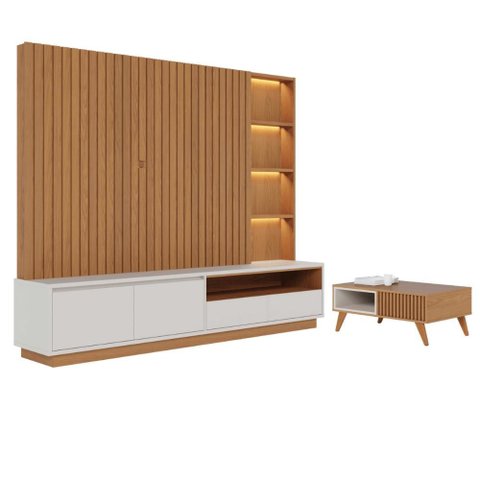 Mesa Sala de Estar e Home Reno Freijo Off White Matte