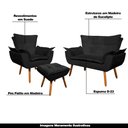 Ver imagem 5 de Conjunto Poltrona Puff e Namoradeira Pés Palito Charger Suede Preto - Gran Belo