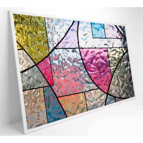Quadro Vitral Geométrico Colorido Decor&quadros Arte016 90x60 Cm Vidro Impresso