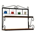 Ver imagem 4 de Prateleira de 2 Andares Uai Artesanatos Rustico Artesanal Preto e Marrom Ferro e Madeira