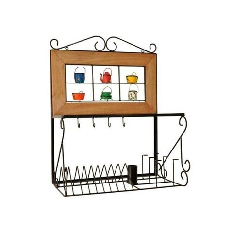 Paneleiro 60cm Uai Artesanatos Rustico Artesanal Ferro e Madeira Preto e Marrom