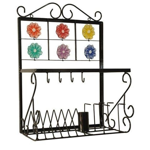 Paneleiro 50cm Uai Artesanatos Rustico Artesanal Ferro e Madeira Preto e Marrom