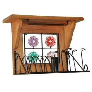 Paneleiro 40cm Uai Artesanatos Rustico Artesanal Preto e Marrom Ferro e Madeira