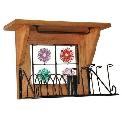 Paneleiro 40cm Uai Artesanatos Rustico Artesanal Preto e Marrom Ferro e Madeira