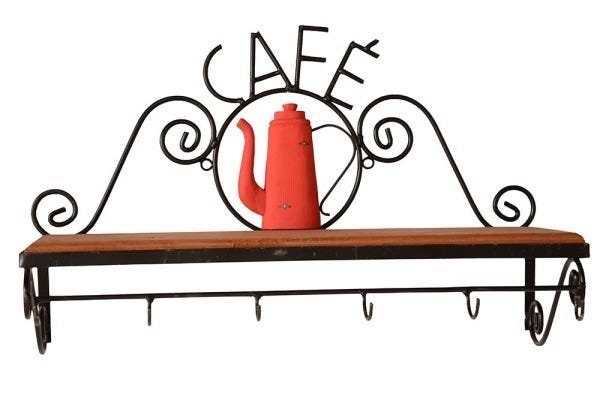 Porta Café Rustico Ferro e Madeira Artesanal