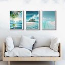 Ver imagem 2 de Kit 3 Quadros Decorativos Praia Paradizíaca 24x18cm - com Vidro:moldura Preta