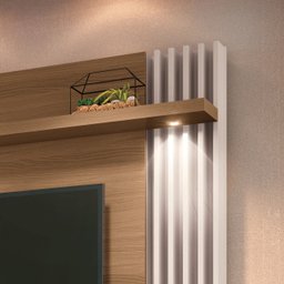 Painel Home Suspenso Detalhes Ripado 2 Luminárias LED Sala Estar Escritório Quarto TV até 55 Polegad - 5