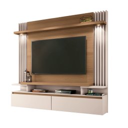Painel Home Suspenso Detalhes Ripado 2 Luminárias LED Sala Estar Escritório Quarto TV até 55 Polegad - 1
