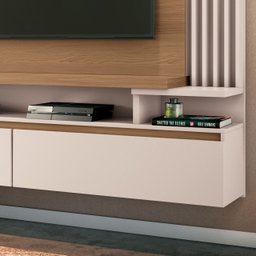Painel Home Suspenso Detalhes Ripado 2 Luminárias LED Sala Estar Escritório Quarto TV até 55 Polegad - 3