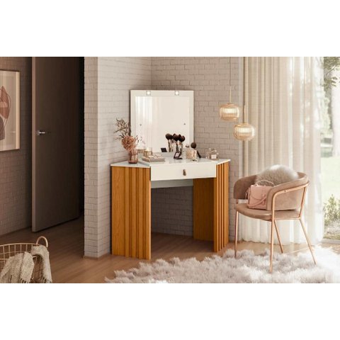 Camarim de Canto Glitter 1 Gaveta - Cinamomo Off White - Albatroz