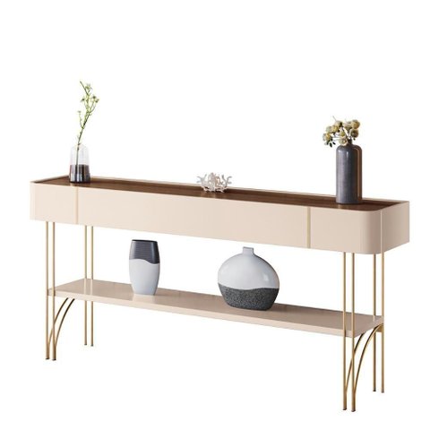 Aparador Buffet Vivant com Pés em Aço Off White/castanho Off White/castanho