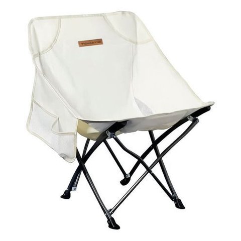 Cadeira Dobrável de Camping Pesca Premium Bege com Bolso