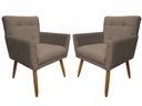 Ver imagem 1 de Kit 2 Poltronas Decorativa Onix Suede Capuccino Pés Madeira Mz Decor