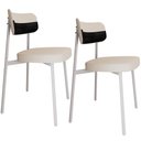 Ver imagem 2 de Kit 02 Cadeiras Estofada para Sala de Jantar Astrid Branco C01 Linho Palha Courino Preto - Lyam