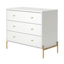 Ver imagem 3 de Cômoda com 3 Gavetas Jasper 94 cm Branco Gloss com Dourado