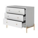 Ver imagem 4 de Cômoda com 3 Gavetas Jasper 94 cm Branco Gloss com Dourado