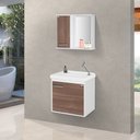 Ver imagem 2 de Conjunto Gabinete + Armário para Banheiro Arts 45 Cm Branco / Carvalho
