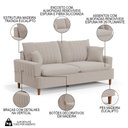 Ver imagem 3 de Sofá Living 3 Lugares 180cm com Almofadas Veras D05 Bouclê Bege - Mpozenato