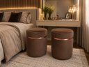 Ver imagem 1 de Kit de Puff Superior Rose Gold, Cor Marrom Veludo - Let Móveis