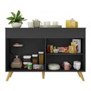 Ver imagem 4 de Balcão Cozinha Gabinete Pia 120 Cm 2 Portas Veneza Multimóveis Mp3738 Preto