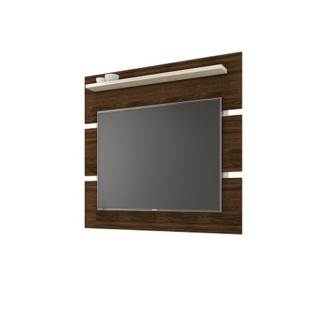 Painel Para Tv Até 65 Arcade 1.6 Nature E Off White - Valente Móveis Painel Arcade 1.6 Chocolate