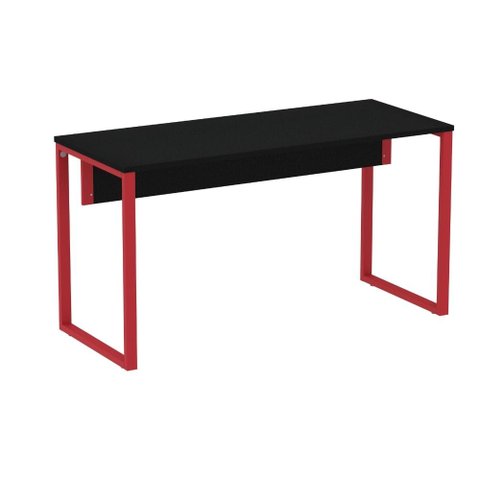 Mesa Escritório P25 Tub Pandin 134 Cm (larg) Tampo Mdp Preto Pé Aço Tubular Vermelho
