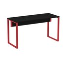 Ver imagem 1 de Mesa Escritório P25 Tub Pandin 134 Cm (larg) Tampo Mdp Preto Pé Aço Tubular Vermelho