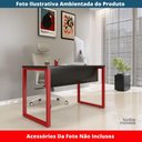 Ver imagem 2 de Mesa Escritório P25 Tub Pandin 134 Cm (larg) Tampo Mdp Preto Pé Aço Tubular Vermelho