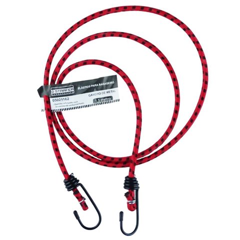 Elástico Bagageiro com Gancho Metal 1,5m Starfer Vermelho e Preto