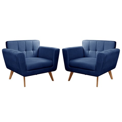Conjunto 2 Poltronas Bruna Estilo Living Moderna Decoração Sala Recepção