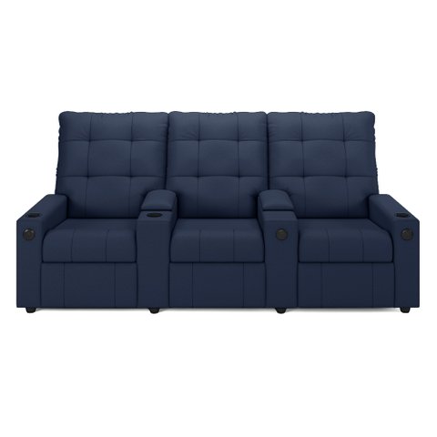 Poltrona Reclinável para Cinema Parma 3 Lugares Baú Usb Pu Azul Fh1 - D'Rossi