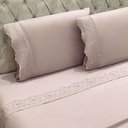 Ver imagem 3 de Jogo Cama Lençol Detail King Bordado Guipir Bordado Inglês Percal 300 Fios 4 Peças - Roxo Malva