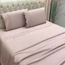 Ver imagem 2 de Jogo Cama Lençol Detail King Bordado Guipir Bordado Inglês Percal 300 Fios 4 Peças - Roxo Malva