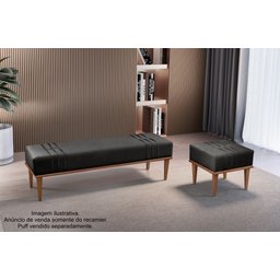 Recamier Banco Puff Couro Ecológico Preto Mari - 2